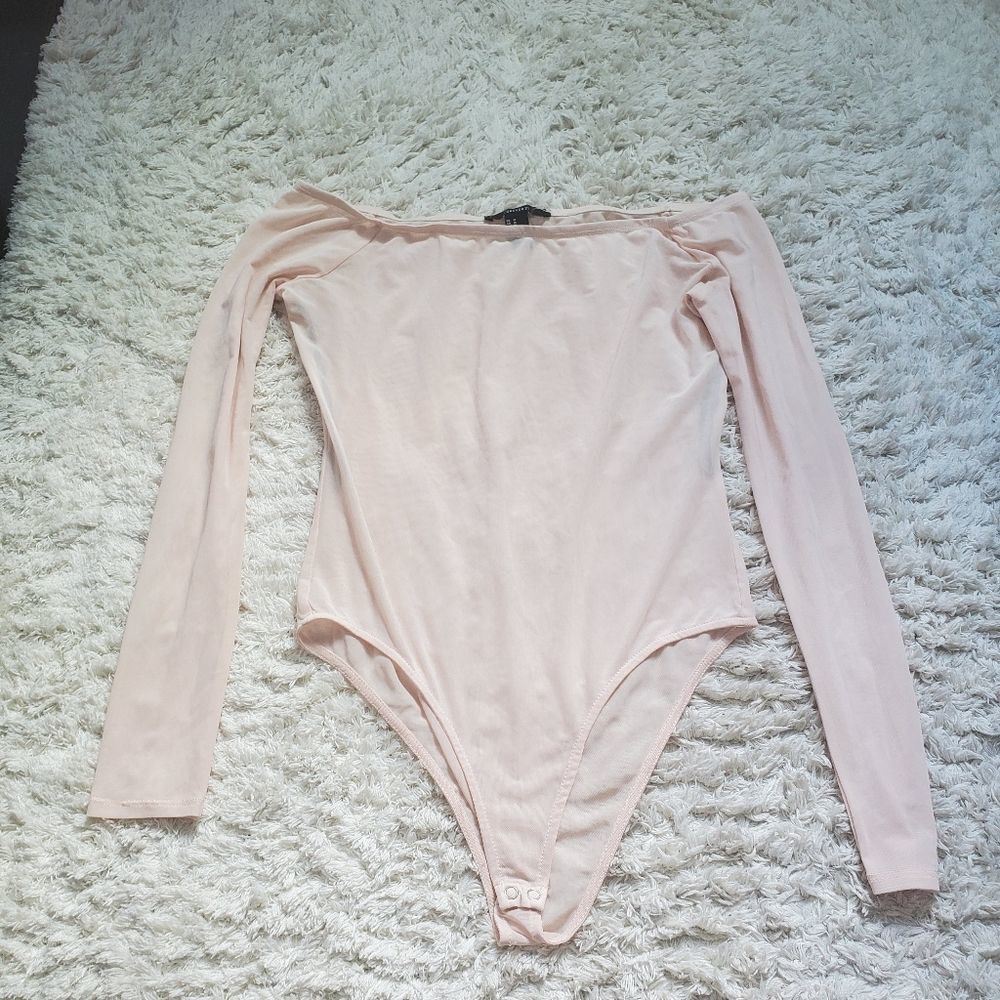 Forever 21 Long-sleeve Nude Bodysuit Size Medium